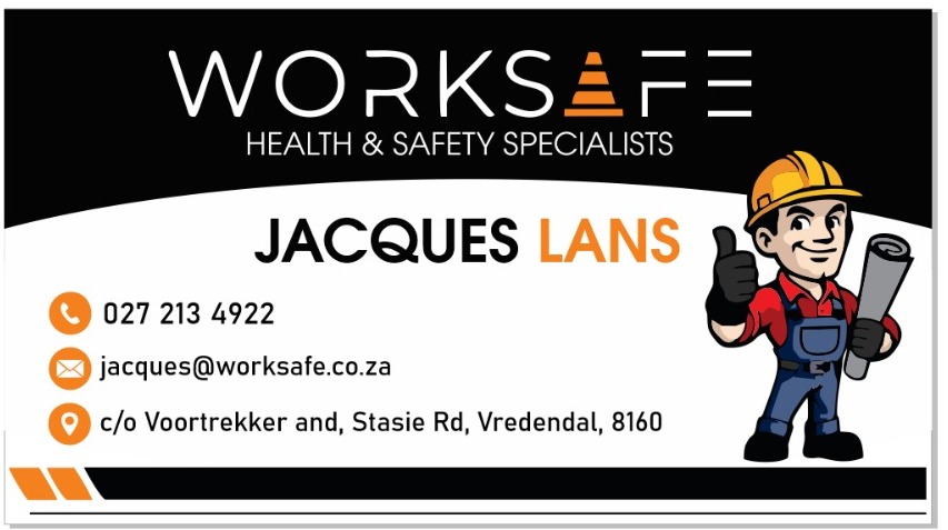 WorkSafe Jacques Lans business card with contact details
